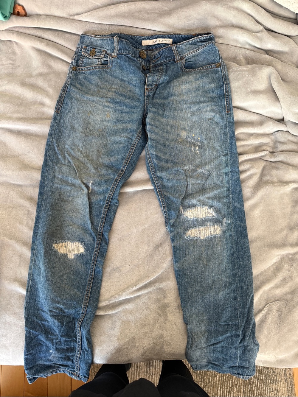 DKNY Light Blue Distressed Denim Jeans